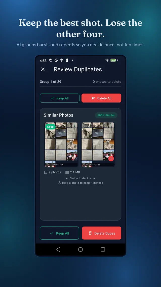 Sweeply duplicate photo review